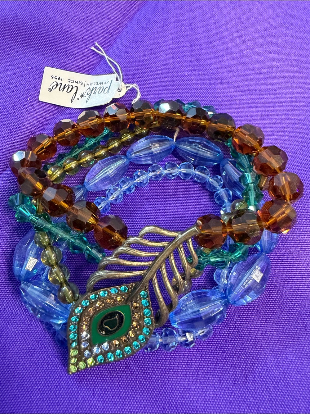 Park Lane Peacock Bracelet Multicolor Beaded Crystal NWT $117